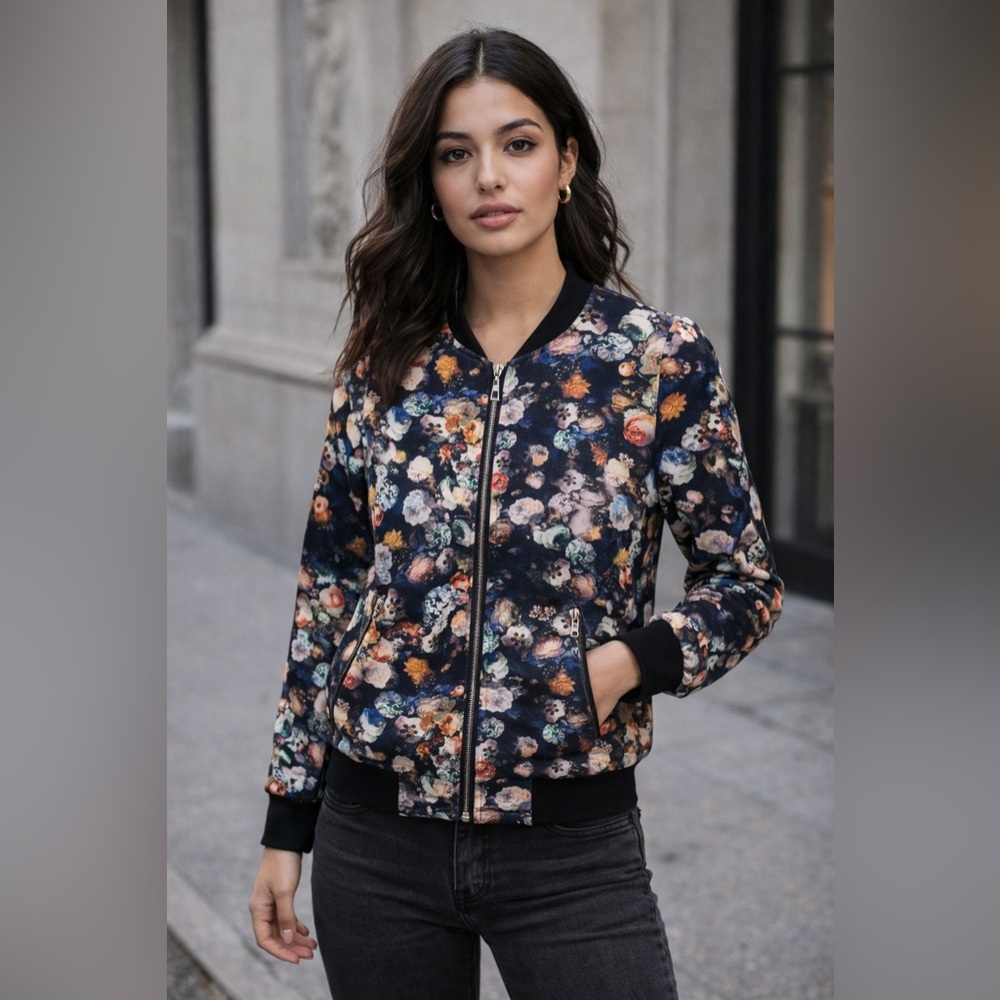 Lark Black Floral Print Bomber Jacket - Picture 8 of 8